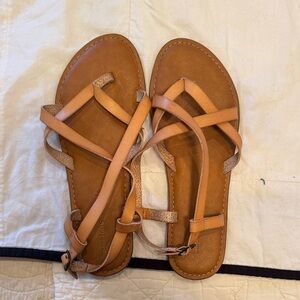 Women's Tan Strappy Leather Sandals